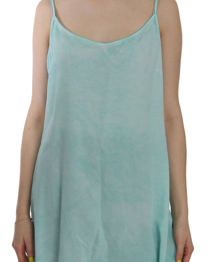 Ermanno Scervino Blue Sleeveless Spaghetti Dress Blouse