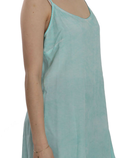 Ermanno Scervino Blue Sleeveless Spaghetti Dress Blouse