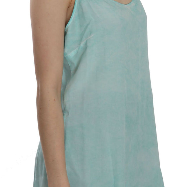 Ermanno Scervino Blue Sleeveless Spaghetti Dress Blouse