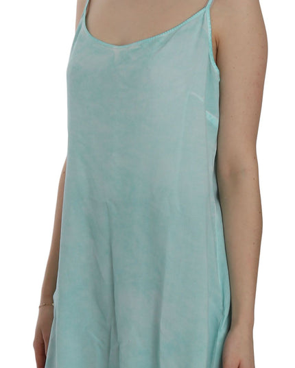 Ermanno Scervino Blue Sleeveless Spaghetti Dress Blouse