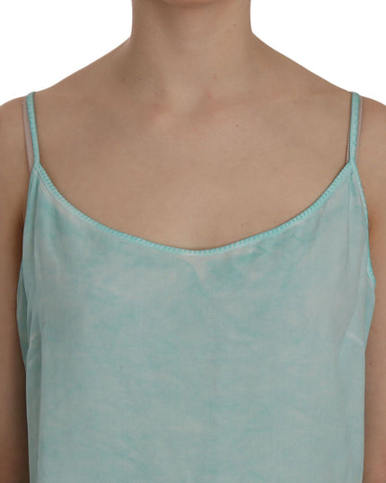 Ermanno Scervino Blue Sleeveless Spaghetti Dress Blouse