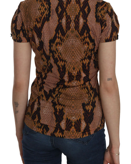 Just Cavalli Snake Skin Print Short Sleeve Top T-shirt