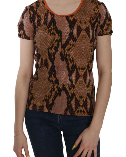 Just Cavalli Snake Skin Print Short Sleeve Top T-shirt