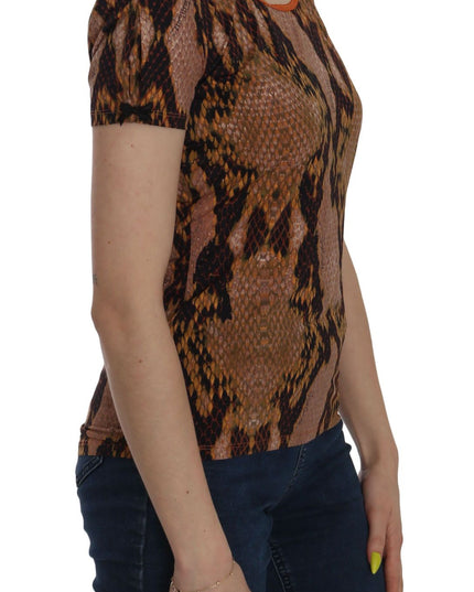 Just Cavalli Snake Skin Print Short Sleeve Top T-shirt