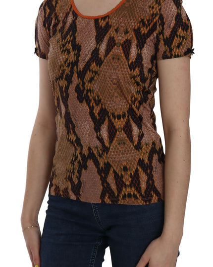 Just Cavalli Snake Skin Print Short Sleeve Top T-shirt