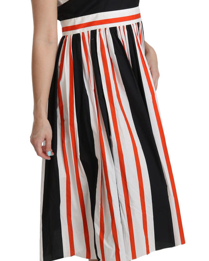 Dolce & Gabbana Multicolor Stripes A-Line Pleated Midi Dress