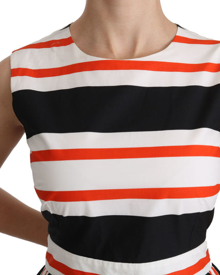 Dolce & Gabbana Multicolor Stripes A-Line Pleated Midi Dress