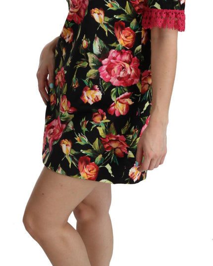 Dolce & Gabbana Floral Pink Lace A-Line Shift Mini Dress