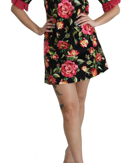 Dolce & Gabbana Floral Pink Lace A-Line Shift Mini Dress