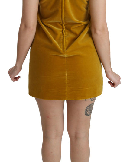 Dolce & Gabbana Mustard Velvet Stretch Shift Mini Dress