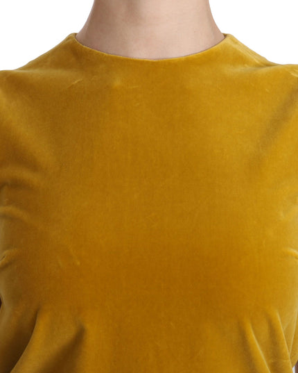 Dolce & Gabbana Mustard Velvet Stretch Shift Mini Dress