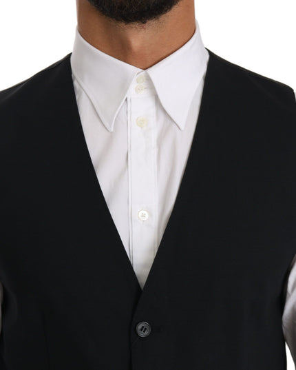 Dolce & Gabbana Blue Wool Waistcoat Formal Gilet Vest