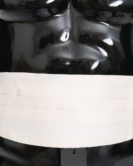Dolce & Gabbana White Men Waist Belt 100% Silk Cummerbund