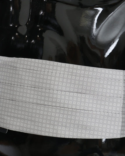 Dolce & Gabbana Gray Patterned Waist Belt Silk Cummerbund