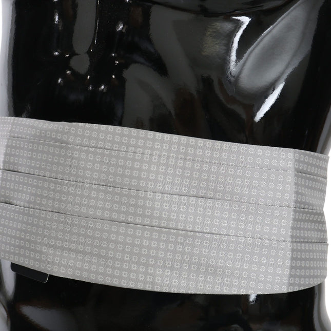Dolce & Gabbana Gray Patterned Waist Belt Silk Cummerbund
