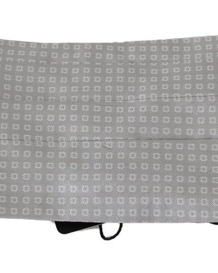 Dolce & Gabbana Gray Patterned Waist Belt Silk Cummerbund
