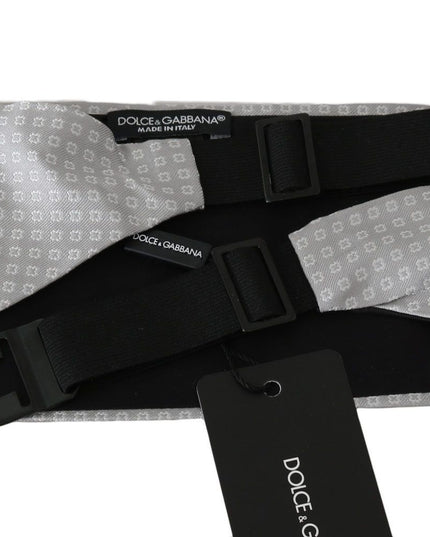 Dolce & Gabbana Gray Patterned Waist Belt Silk Cummerbund