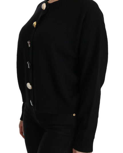 Dolce & Gabbana Black Button Embellished Cardigan Sweater