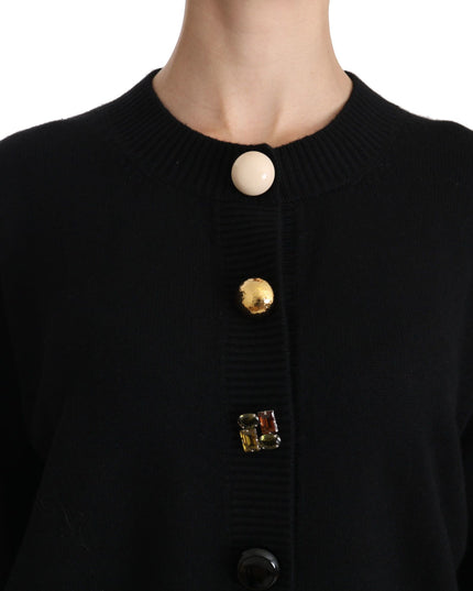 Dolce & Gabbana Black Button Embellished Cardigan Sweater
