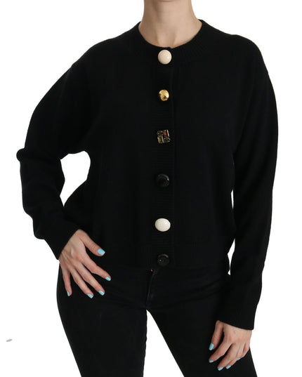 Dolce & Gabbana Black Button Embellished Cardigan Sweater