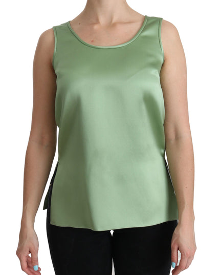 Dolce & Gabbana Green Sleeveless 100% Silk Top Tank Blouse