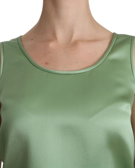 Dolce & Gabbana Green Sleeveless 100% Silk Top Tank Blouse