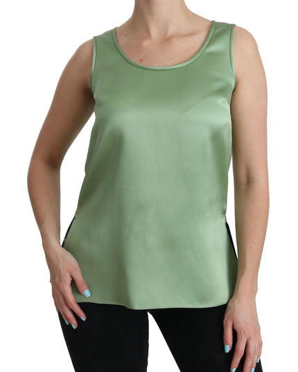 Dolce & Gabbana Green Sleeveless 100% Silk Top Tank Blouse