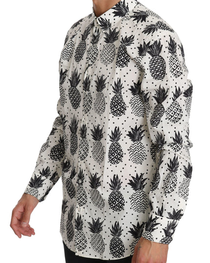 Dolce & Gabbana White Pineapple Cotton Top Shirt