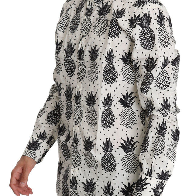 Dolce & Gabbana White Pineapple Cotton Top Shirt