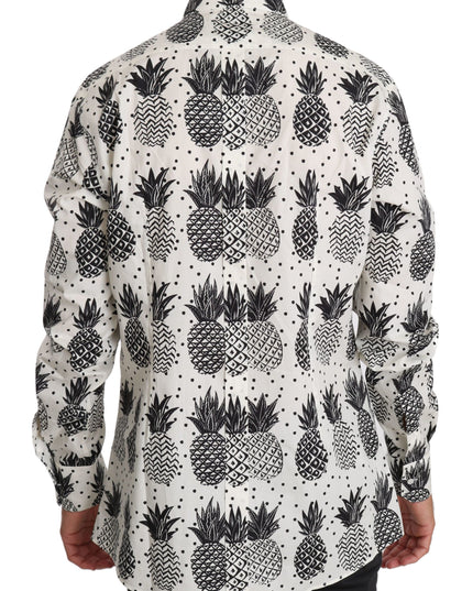 Dolce & Gabbana White Pineapple Cotton Top Shirt