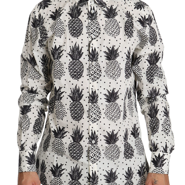 Dolce & Gabbana White Pineapple Cotton Top Shirt
