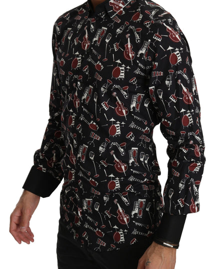 Dolce & Gabbana Black Musical Instrument Slim fit Shirt