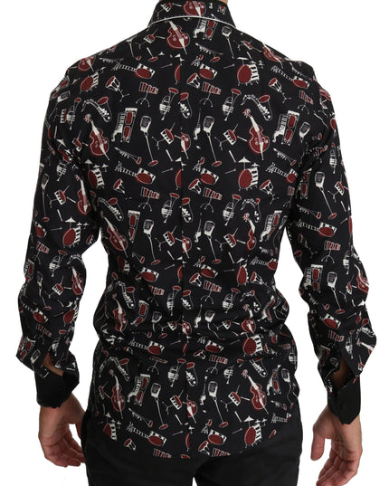 Dolce & Gabbana Black Musical Instrument Slim fit Shirt