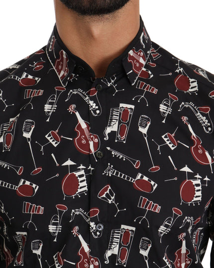 Dolce & Gabbana Black Musical Instrument Slim fit Shirt