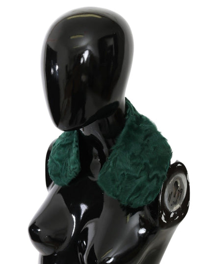 Dolce & Gabbana Green Fur Shoulder Collar Wrap Lambskin Scarf
