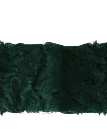 Dolce & Gabbana Green Fur Shoulder Collar Wrap Lambskin Scarf