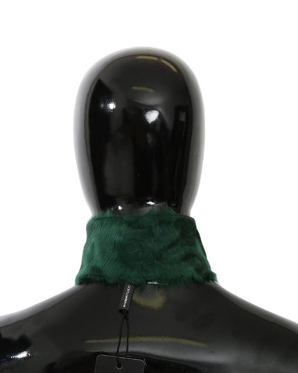 Dolce & Gabbana Green Fur Neck Collar Wrap Lambskin Scarf