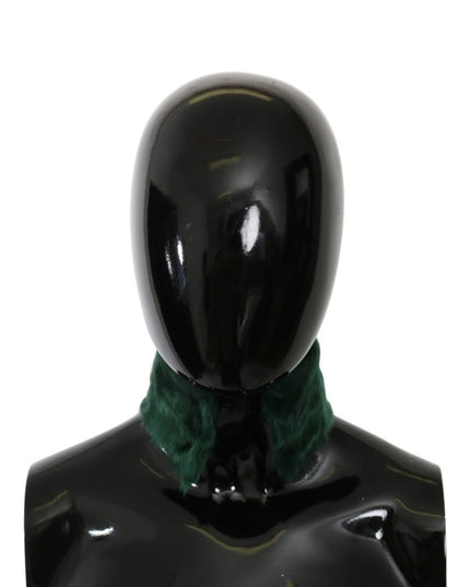 Dolce & Gabbana Green Fur Neck Collar Wrap Lambskin Scarf