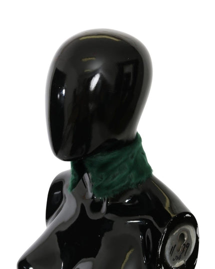 Dolce & Gabbana Green Fur Neck Collar Wrap Lambskin Scarf