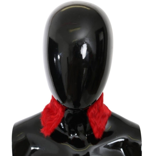 Dolce & Gabbana Red Fur Neck Collar Wrap Lambskin Scarf