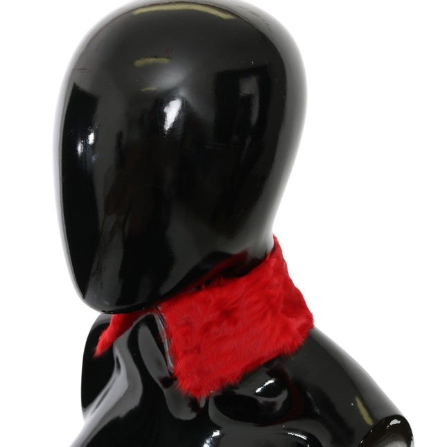 Dolce & Gabbana Red Fur Neck Collar Wrap Lambskin Scarf