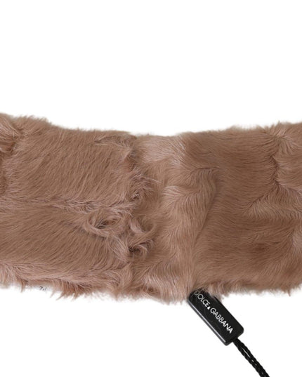 Dolce & Gabbana Beige Fur Neck Collar Lambskin Scarf