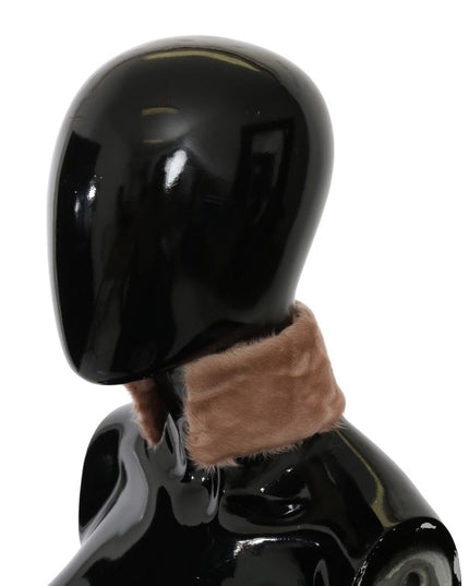 Dolce & Gabbana Beige Fur Neck Collar Lambskin Scarf