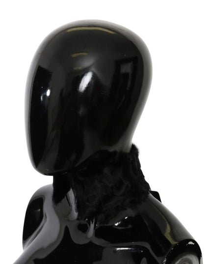 Dolce & Gabbana Black Fur Neck Collar Wrap Lambskin Scarf