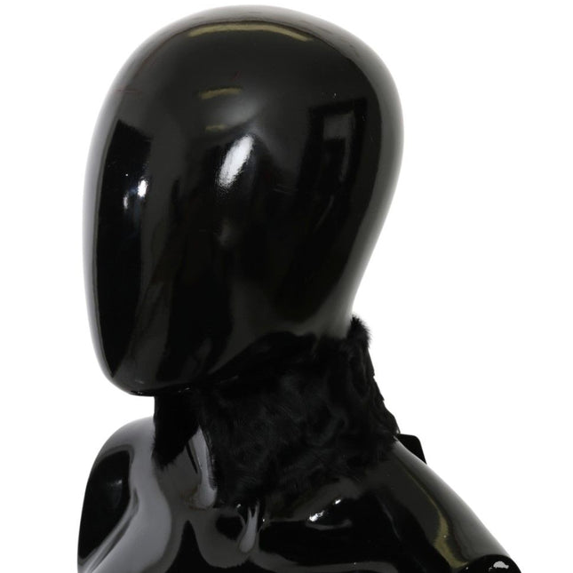 Dolce & Gabbana Black Fur Neck Collar Wrap Lambskin Scarf