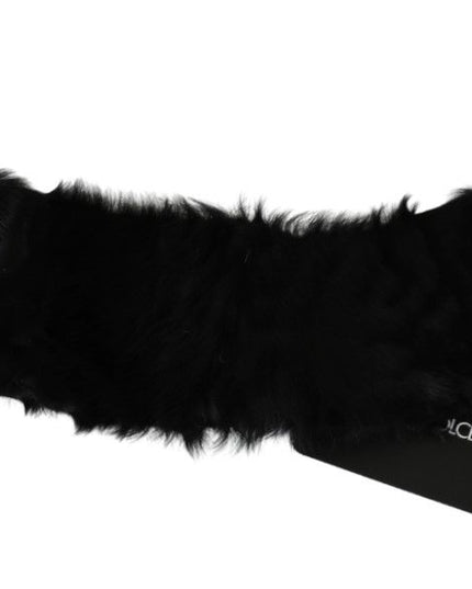 Dolce & Gabbana Black Fur Neck Collar Wrap Lambskin Scarf