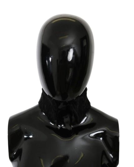 Dolce & Gabbana Black Fur Neck Collar Wrap Lambskin Scarf