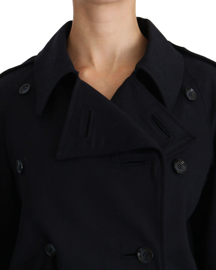 Dolce & Gabbana Coat Blue Cotton Women Trench Jacket