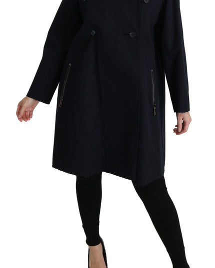 Dolce & Gabbana Coat Blue Cotton Women Trench Jacket