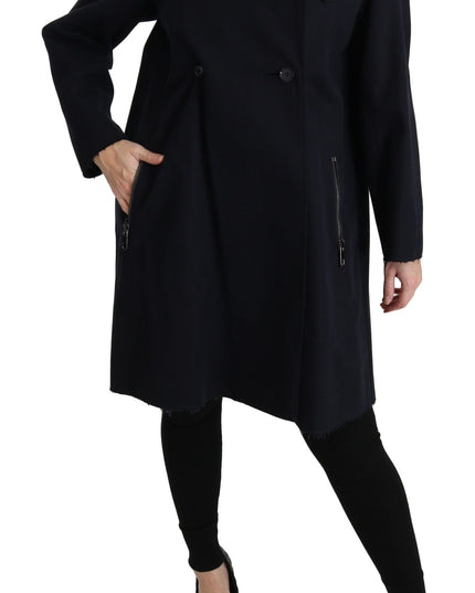 Dolce & Gabbana Coat Blue Cotton Women Trench Jacket